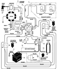 Electrical System Diagram and Parts List for 405601X30A 2003 Briggs and Stratton Lawn Tractor